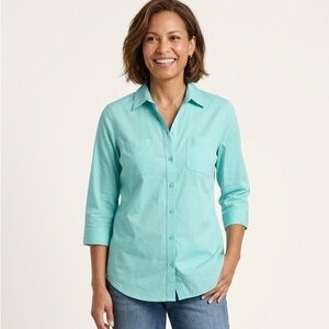 Chico's Turquoise Button-Down Shirt